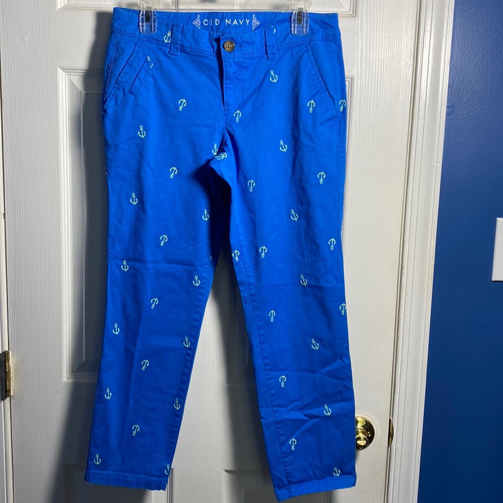Old Navy Nautical Cropped Pants, Blue, Size 6